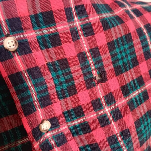 Vintage Mens Flannel Shirt XLT XL TALL 70's RED/GREEN ACRYLIC PLAID RELIC LOGGER - Picture 8 of 11